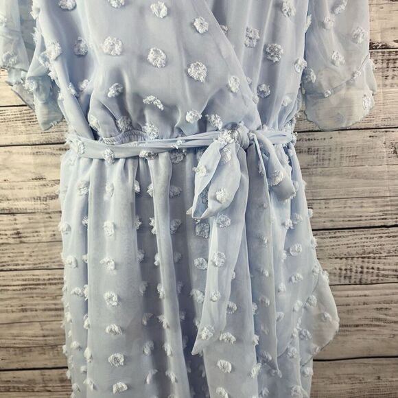 Plushe Dress Plus sz 4XL Light Blue Sheer Swiss Dots Knee A Line Wedding Church - Picture 8 of 15